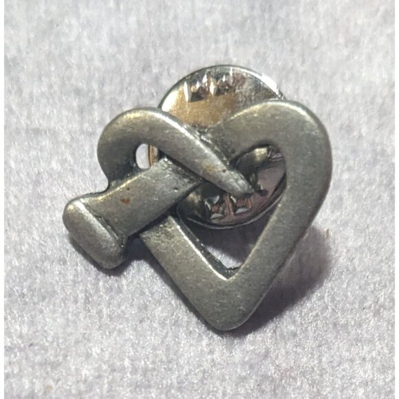 CTA Twisted Nail Heart Silver Tone Lapel Pin - Picture 5 of 8